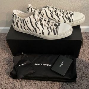 Saint Laurent zebra print distressed sneakers